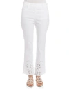 ERMANNO SCERVINO WHITE BOOTCUT JEANS WITH PIERCED EMBROIDERY