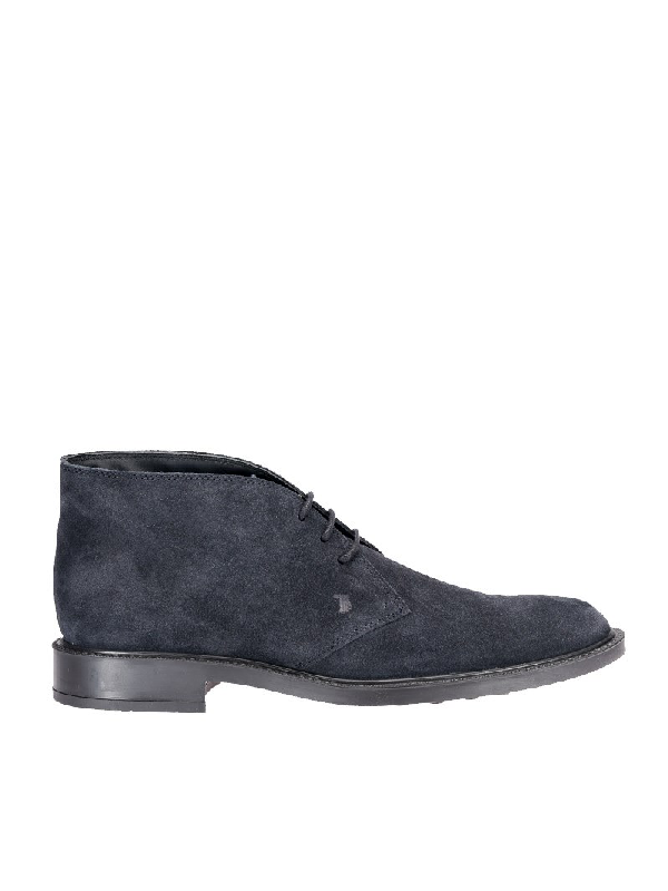 Tod's Desert Boots In Blue Suede | ModeSens