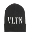 VALENTINO GARAVANI BLACK BEANIE VLTN CAP