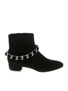 CASADEI BLACK SUEDE ANKLE BOOTS WITH CHAIN