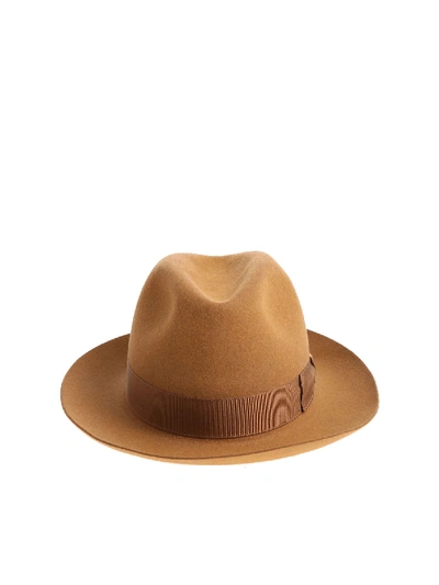 Borsalino Camel Coloured Felt Alessandria Hat