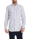 FINAMORE 1925 WHITE AND BLUE STRIPED MILANO SHIRT