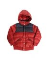 EMPORIO ARMANI BURGUNDY AND BLUE QUILTED DOW JACKET