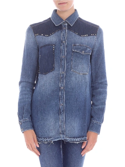 7 For All Mankind Denim Shirt With Studs In Blue