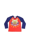 GUCCI RED AND BLUE T-SHIRT WITH FOX PRINT,512833 X9U00 6548