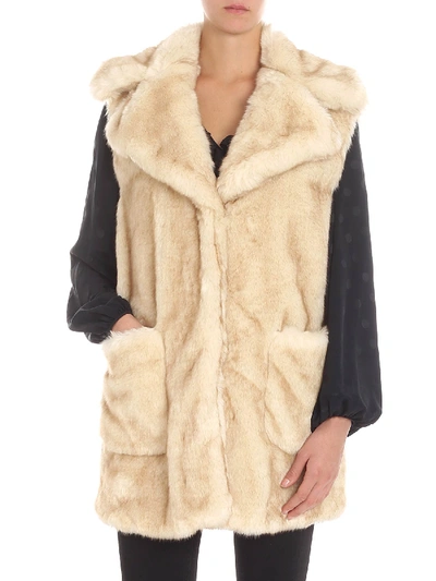 Dondup Beige Melange Eco-fur Waistcoat With Lapels