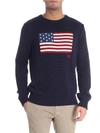 POLO RALPH LAUREN POLO RALPH LAUREN BLUE PULLOVER WITH RL FLAG EMBROIDERY