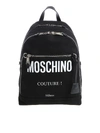 Moschino Black Canvas Backpack In Black