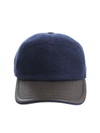 FEDELI BLUE CAP WITH LEATHER DETAILS