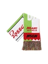 MSGM GREEN WHITE AND RED SCARF WITH FRINGES,2542MDK105 184970 36