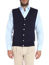 FEDELI BLUE WOOL WAISTCOAT