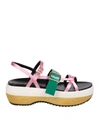 MARNI PINK AND GREEN SATIN SANDALS