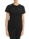 COMME DES GARÇONS PLAY BLACK T-SHIRT WITH COMME DES GARCONS PRINT,AZ-T187-051-1