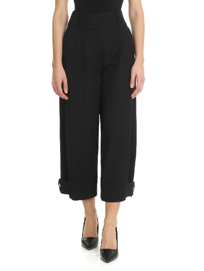 See By Chloé Wide Black Trousers With Buttons On The Bottom