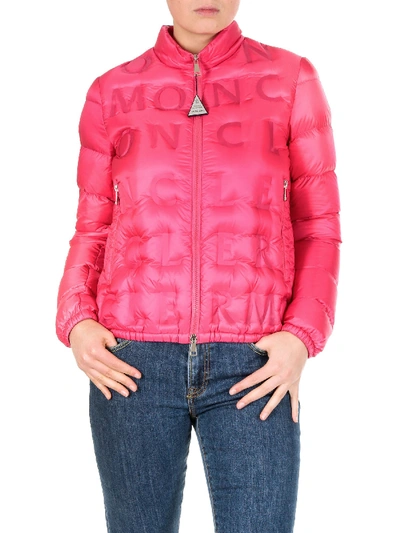 Moncler Bright Pink Vilnius Logo Down Jacket In Fuchsia