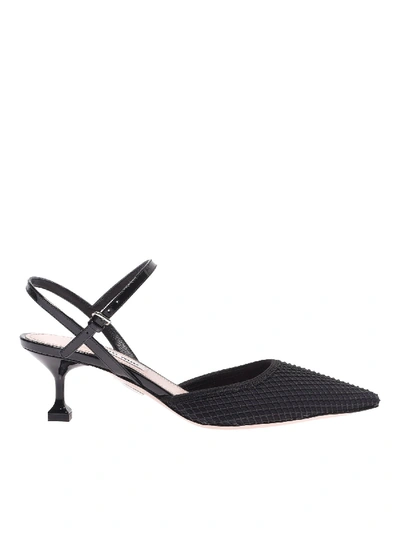 Miu Miu Pointy Sandals With Mesh Insert In Black