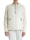 MONCLER CREAM-COLORED DOWN JACKET WITH LOGO