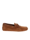 TOD'S TOD'S BROWN SUEDE GOMMINI DRIVING LOAFERS