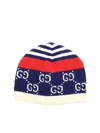 GUCCI GG BLUE AND RED COTTON BEANIE,556639 3K111 4174