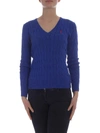 POLO RALPH LAUREN POLO RALPH LAUREN BLUE PULLOVER WITH LOGO EMBROIDERY