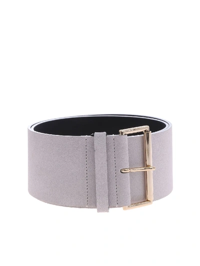 Blugirl Belt In Pearl Gray Suede Leather In Grey