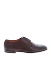 DOUCAL'S DERBY SHOES IN GENUINE BROWN LEATHER