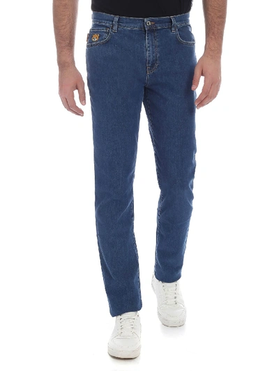 Moschino Teddy Bear Patch Jeans In Blue