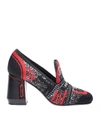 PRADA PUMPS IN BLACK AND RED KNITTED FABRIC