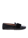 TOD'S BLACK LOAFERS WITH VELVET BOW
