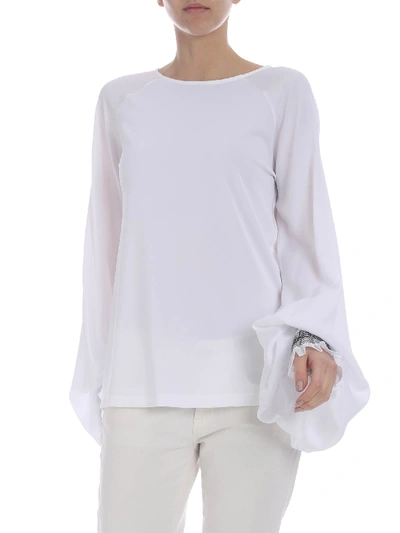 Dondup Embroidered Puffed Sleeve Blouse In White