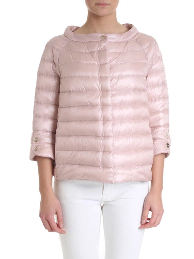 Herno Nylon Padded Cape Jacket In Pink