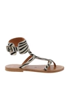 KJACQUES CARAVELLE SANDALS IN STRIPED CALFHAIR