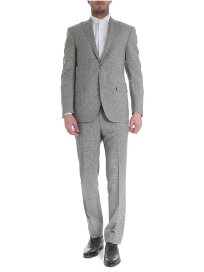 Corneliani All-over Houndstooth Pattern Suit In Grey