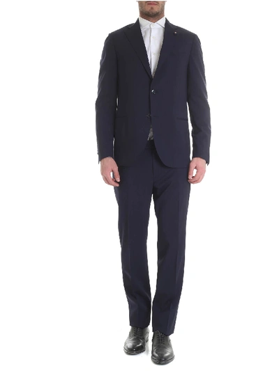 Lardini Pinstripe Two-button Suit In Blue