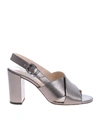 TOD'S TOD'S SANDALS IN GREY LAMINATED LEATHER