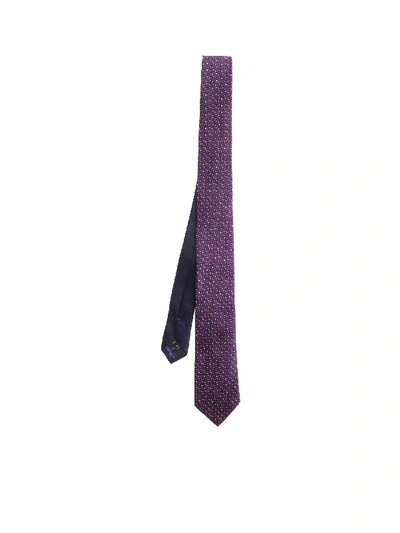 Missoni Tie In Purple With Red And White Micro Pattern