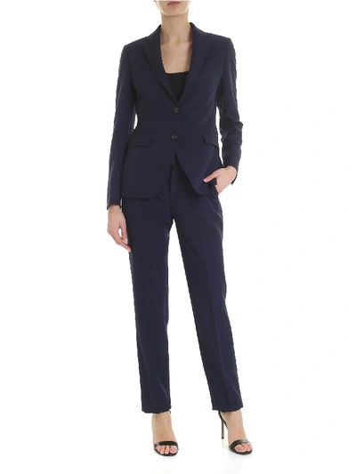 Tagliatore Blue Suit With Stitching