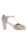 ANNIEL GOLD-COLORED SANDALS WITH GLITTER INSERTS