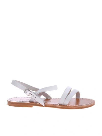 Kjacques White Thong Sandals In Leather