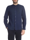 Aspesi Mandarin Collar Shirt In Blue In Blue