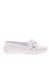 TOD'S TOD'S GOMMINO DRIVING LOAFERS IN WHITE LEATHER