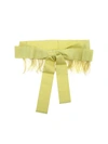 SARA ROKA LIME-GREEN COLOR SASH WITH FEATHERS