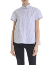 ASPESI SHORT-SLEEVED SHIRT IN WHITE WITH BLUE STRIPES,H809 G603 25069