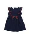 Gucci Childrens Cotton Piiquet Dress With Bow In Blue