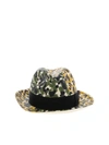 BORSALINO IVORY HAT WITH ANIMALIER PATTERN,14 1150 0001