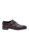 JOHN LOBB WILLIAM MONK STRAP SHOES IN BROWN,WILLIAM MUSEUM CALF DARK BROWN