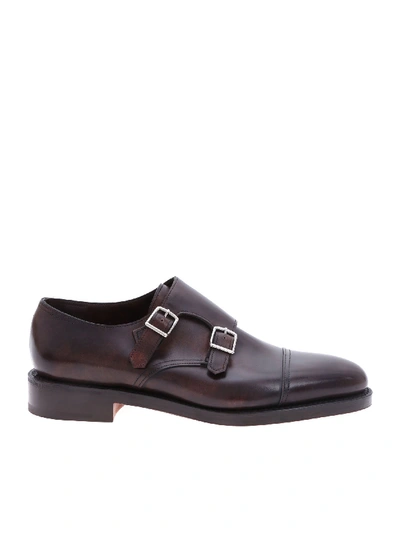 John Lobb William Monk Strap Shoes In Brown