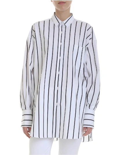 Ermanno Scervino Striped Shirt In Black And White