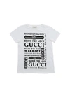 GUCCI T-SHIRT IN WHITE WITH LOGO PRINTS,547559 XJAIC 9024