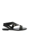 TOD'S TOD'S BLACK SANDALS WITH METAL DETAILS